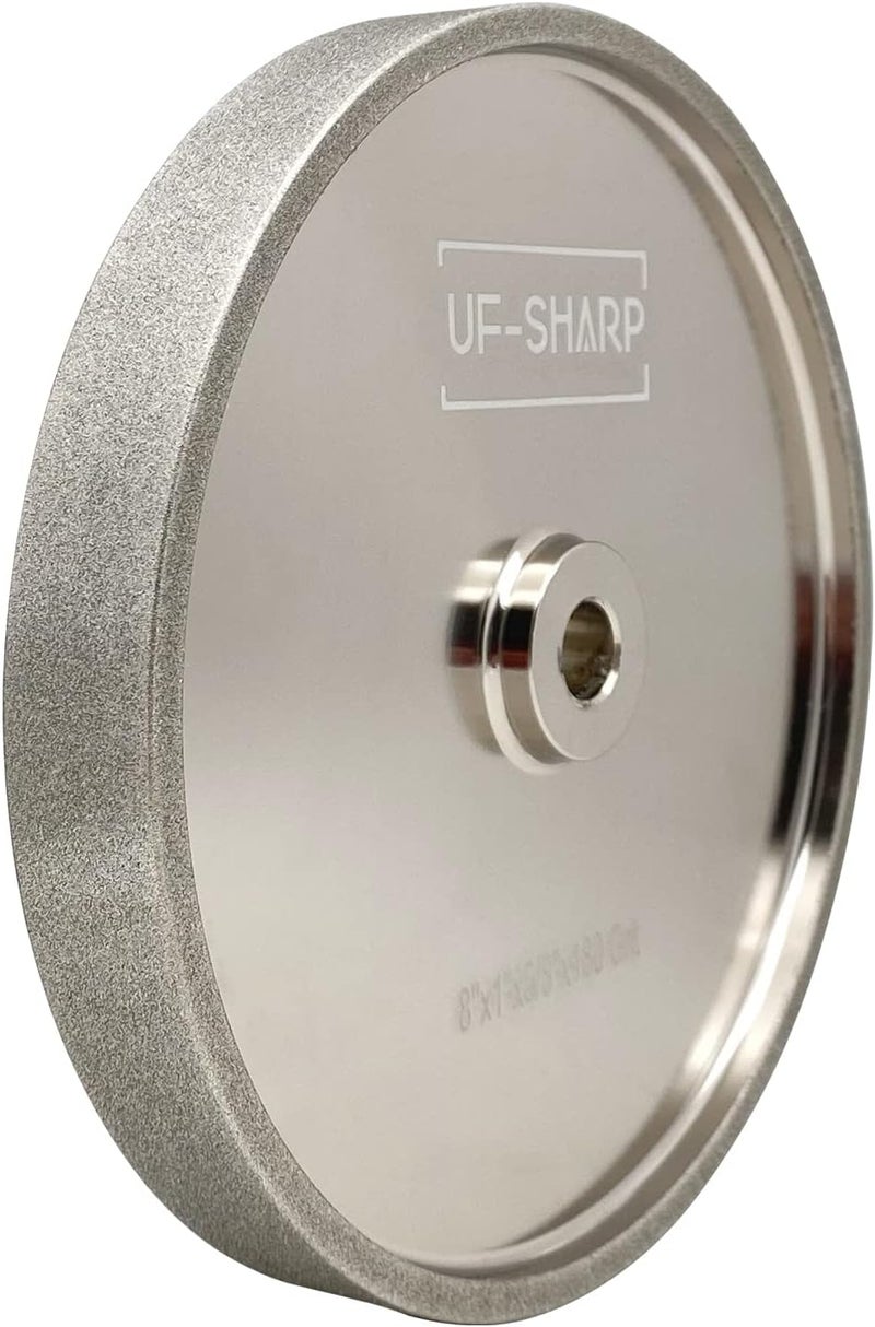 UF-SHARP 8 inch CBN Grinding Wheel 180 Grit, 8" Dia x 1" Wide x 5/8" Bore （Aluminum Body） for Sharpening High Speed Steel Tools、Woodturning Tools (8"x1") - Image 1